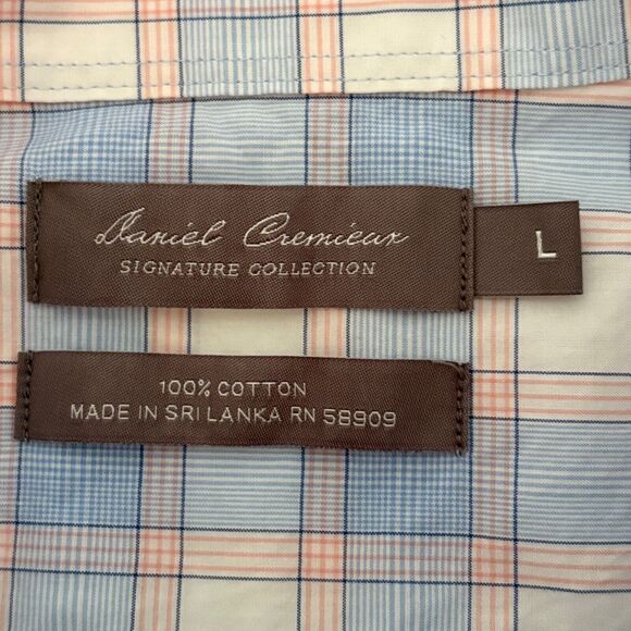 Daniel Cremieux Shirt Mens L Blue Plaid SS Button Down Poplin Signature Casual‎ - Picture 3 of 5